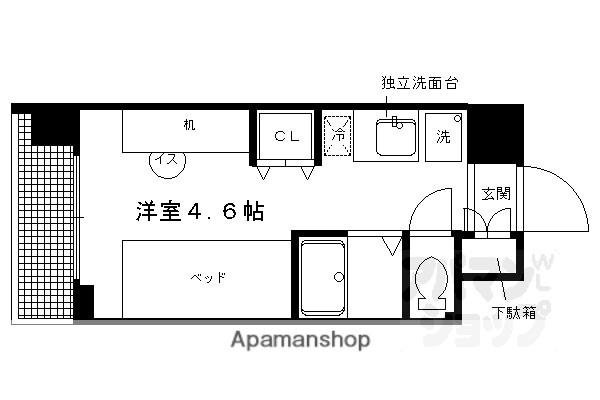 キャンパスヴィレッジ京都一乗寺(ワンルーム/4階)の間取り写真