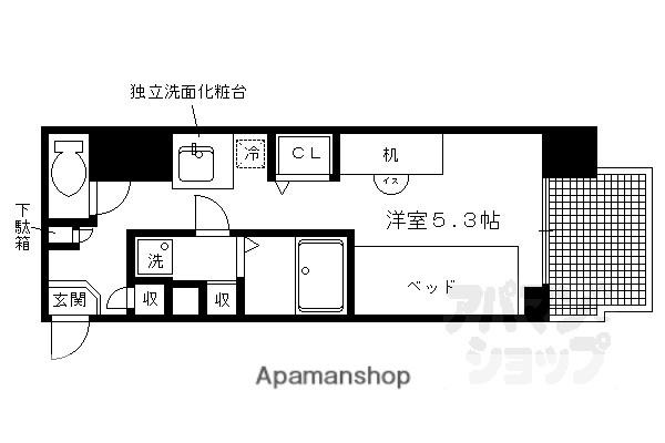 キャンパスヴィレッジ京都一乗寺(ワンルーム/3階)の間取り写真