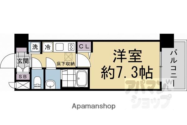 アスヴェル京都壬生イーストウエスト(1K/1階)の間取り写真