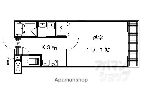 Mフラット百萬遍(1K/3階)の間取り写真