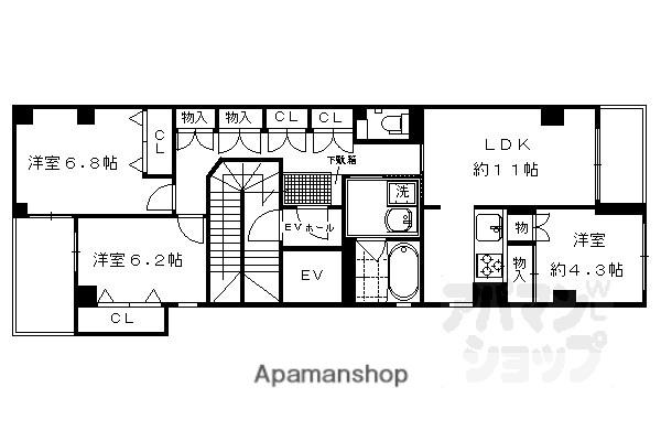 リベラ二条東洞院(3LDK/2階)の間取り写真