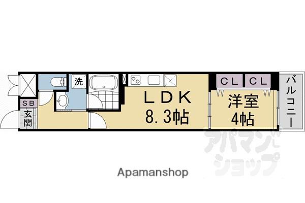 ベラジオ雅び北野白梅町(1LDK/5階)の間取り写真
