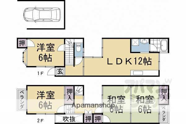 叡山電鉄 宝ケ池駅 徒歩12分 2階建 築40年(4LDK)の間取り写真
