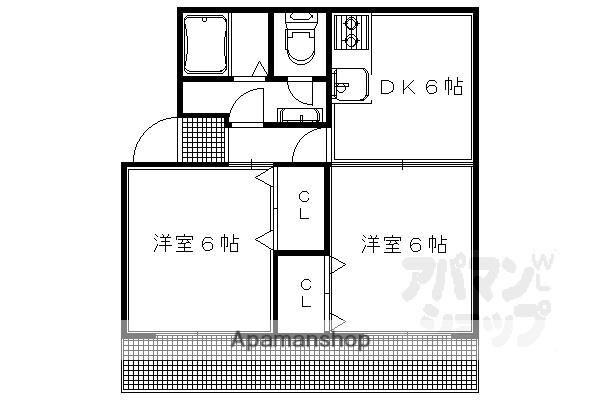 コトウォール夷川 壱番館・弐番館(2DK/2階)の間取り写真