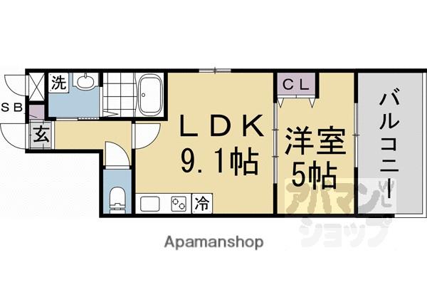 クレアーレ西陣(1LDK/1階)の間取り写真