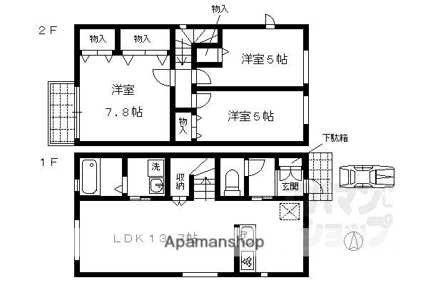 阪急電鉄京都線 西院駅(阪急) 徒歩7分 2階建 築7年(3LDK)の間取り写真