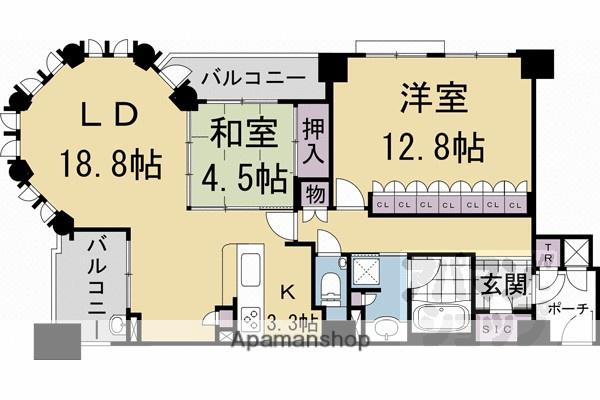 アールヴェール河原町二条(2LDK/8階)の間取り写真