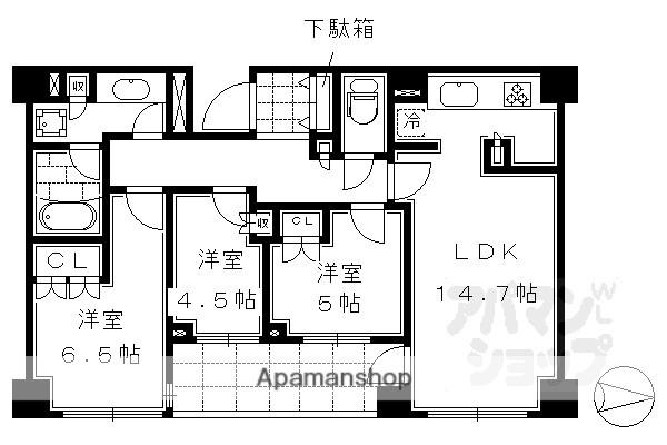 パークホームズ堺町御門(3LDK/4階)の間取り写真