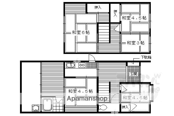 叡山電鉄 元田中駅 徒歩14分 2階建 築62年(5K)の間取り写真