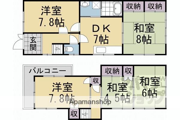 京都市烏丸線 北山駅(京都) 徒歩42分 2階建 築42年(5DK)の間取り写真