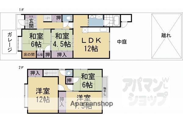 京都市烏丸線 北山駅(京都) 徒歩7分 2階建 築46年(5LDK)の間取り写真