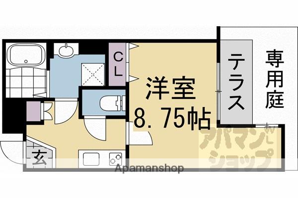 ヴィラ北白川II(1K/1階)の間取り写真