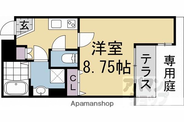 ヴィラ北白川II(1K/1階)の間取り写真