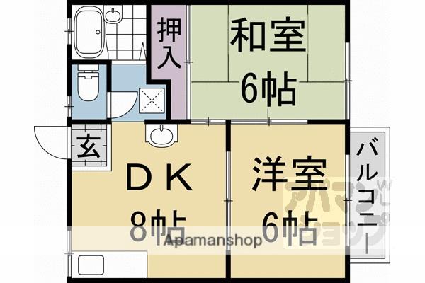 ラトゥール岩倉南(2DK/2階)の間取り写真