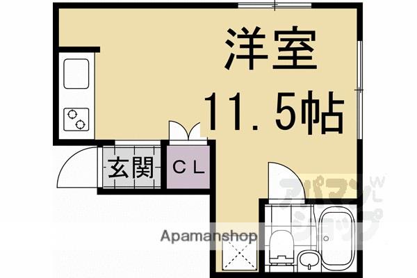 クゥアトル京都II(ワンルーム/1階)の間取り写真