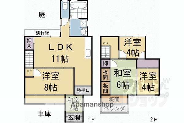 京都市烏丸線 北大路駅 徒歩13分 2階建 築57年(5LDK)の間取り写真