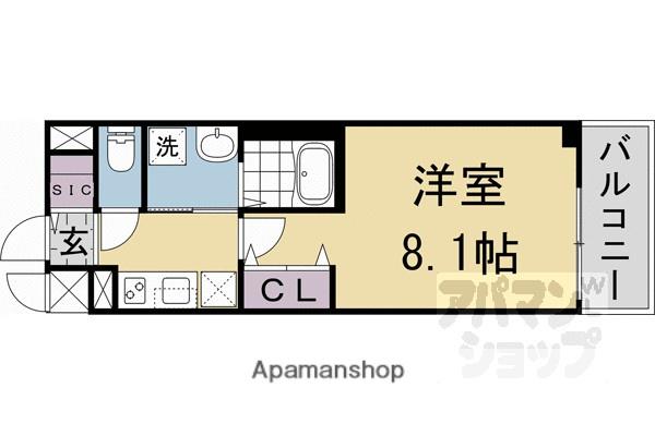 ベラジオ雅び京都洛北ガーデン(1K/2階)の間取り写真