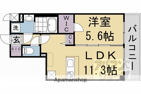 ベラジオ雅び京都洛北ガーデン(1LDK/4階)の間取り写真