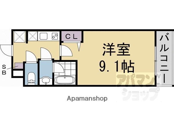 LA FITE KYOTO OIKEウエスト(1K/2階)の間取り写真