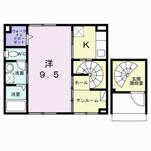 ルピナス等持院(1K/2階)の間取り写真