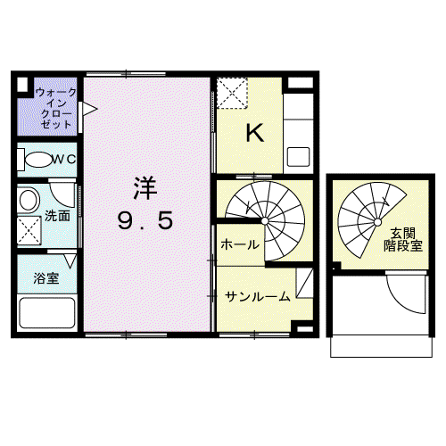 ルピナス等持院(1K/2階)の間取り写真