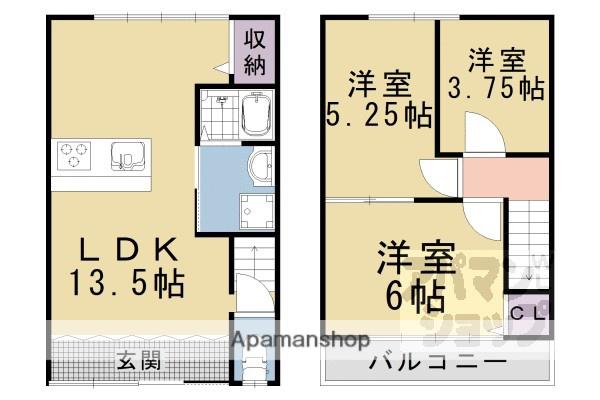 京福北野線 北野白梅町駅 徒歩15分 2階建 築51年(3LDK)の間取り写真