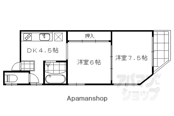 枡形ビル(2DK/3階)の間取り写真