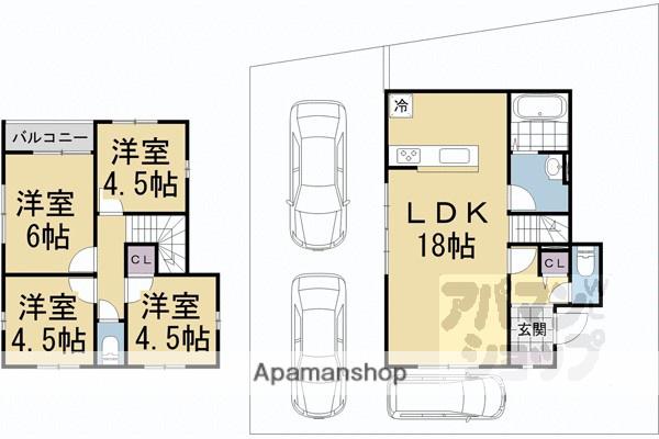 京都市烏丸線 北大路駅 徒歩58分 2階建 築1年(4LDK)の間取り写真