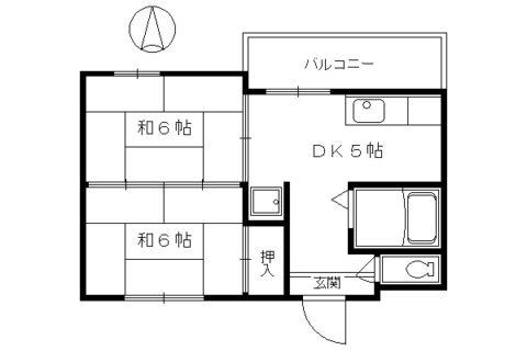 コクーン三条大宮(2DK/2階)の間取り写真