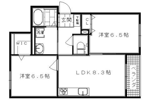 クアトロ妙心寺南(2DK/2階)の間取り写真