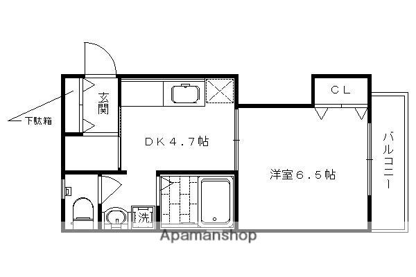 シーサーハウス壬生(1DK/2階)の間取り写真