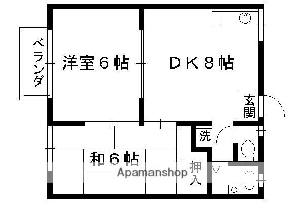 ラトゥール岩倉南(2DK/2階)の間取り写真