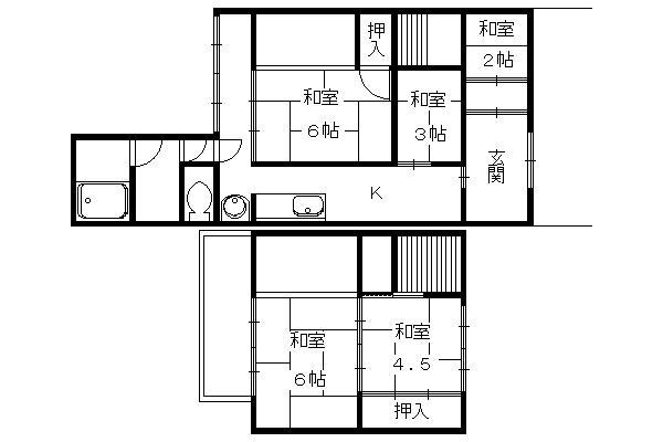 京福北野線 北野白梅町駅 徒歩14分 2階建 築94年(5K)の間取り写真