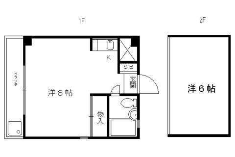 リンデンハイム(1K/2階)の間取り写真