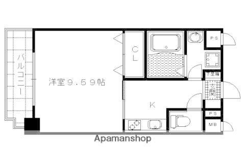 ルピナス紫明(1K/4階)の間取り写真