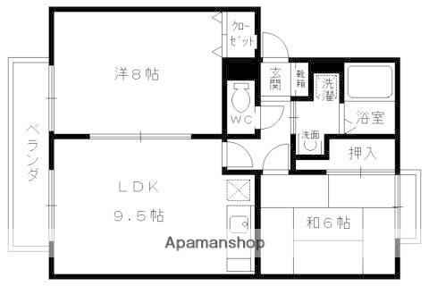 ハイツやすらい(2LDK/1階)の間取り写真