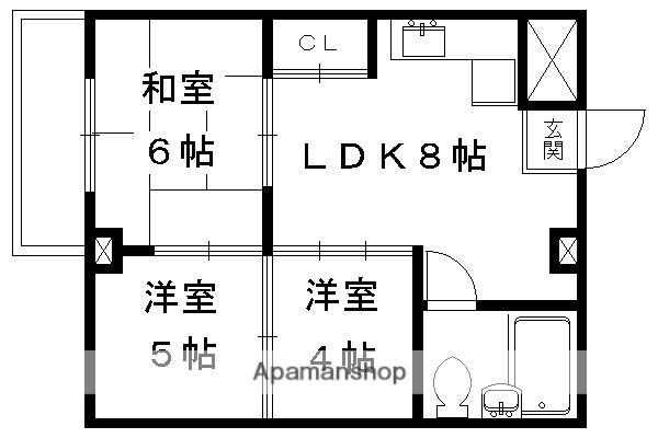 リバーサイド西賀茂(3DK/1階)の間取り写真