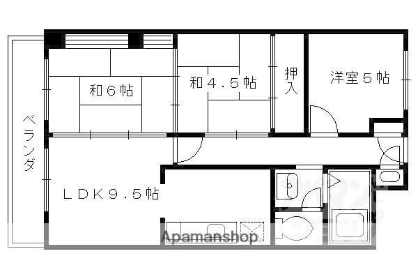衣笠グリーンハイツ(3LDK/1階)の間取り写真