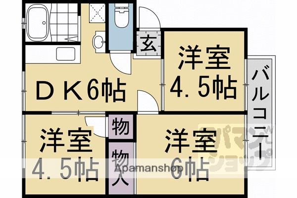 サントピア上賀茂(3DK/2階)の間取り写真