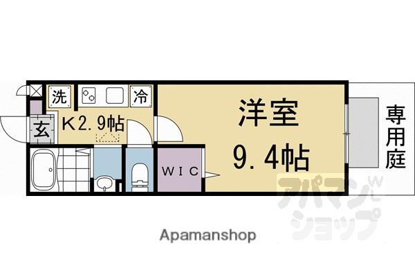 グランディール北栗栖B棟(1K/2階)の間取り写真