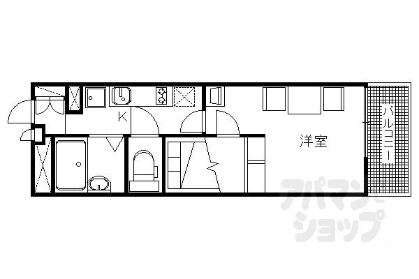 レオパレスコーポ西新道バザール(1K/2階)の間取り写真