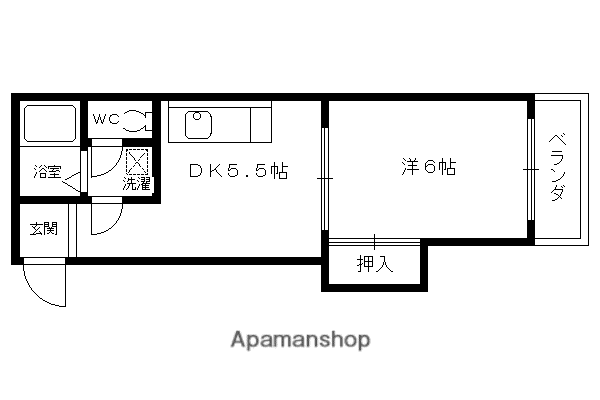 ミレイ西ノ京(1DK/3階)の間取り写真