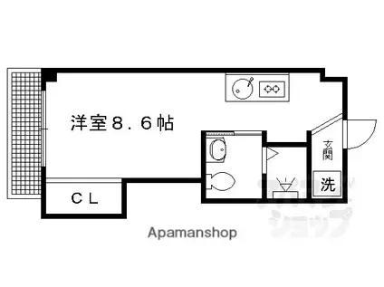 紫野ハイツ(ワンルーム/4階)の間取り写真