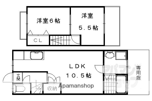 松ヶ崎井出ヶ海道町貸家(2LDK)の間取り写真