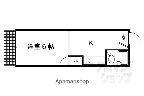 衣笠氷室町マンション(1DK/3階)の間取り写真