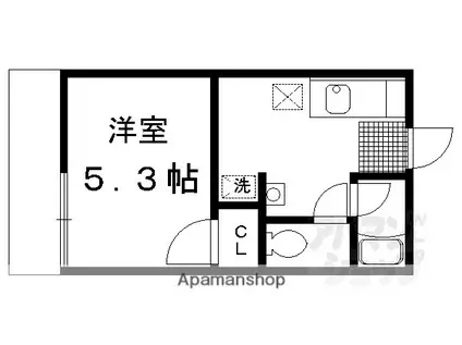 北山ヒルズ(1K/1階)の間取り写真