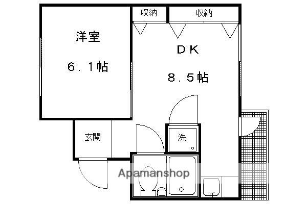 高野清水町マンション(1DK/3階)の間取り写真