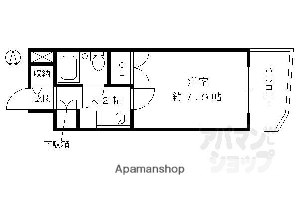 アクシルコート京都二条 イースト棟(1K/11階)の間取り写真