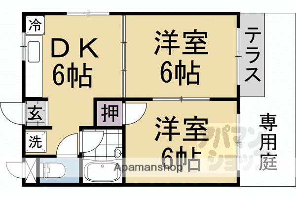 リバーサイド宝ヶ池(2DK/1階)の間取り写真