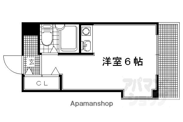 コーポ出町柳(ワンルーム/3階)の間取り写真